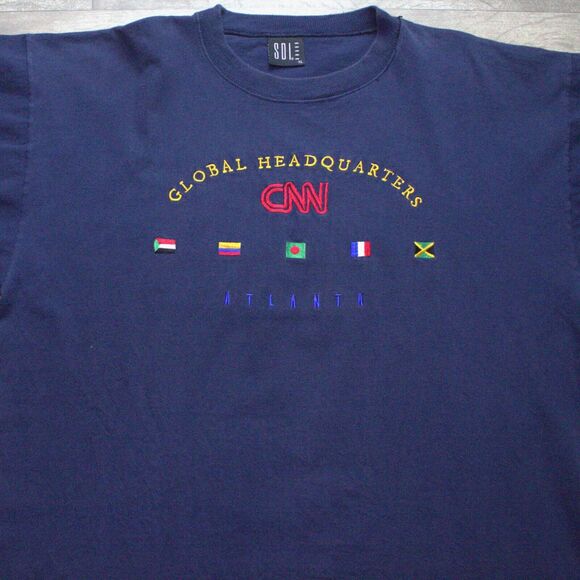 Vintage 90s CNN Atlanta Global Headquarters T-Shirt Single Stitch XL - Picture 1 of 5